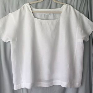 JJill Linen white XL Pin-tuck short sleeve